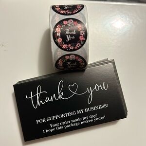 Thank you cards & roll of stickers